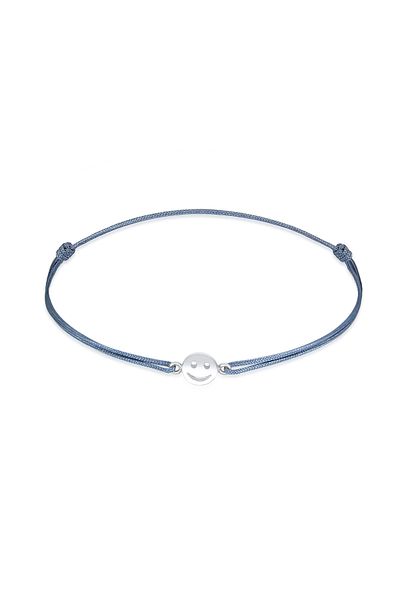 ELLI Armband mit Smile Face Textil 925 Silber vergoldet