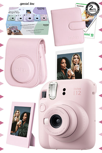 Fujifilm Instax mini 12 Pembe Fotoğraf Makinesi-10'lu Film-Çerçeve-Kare Albüm...