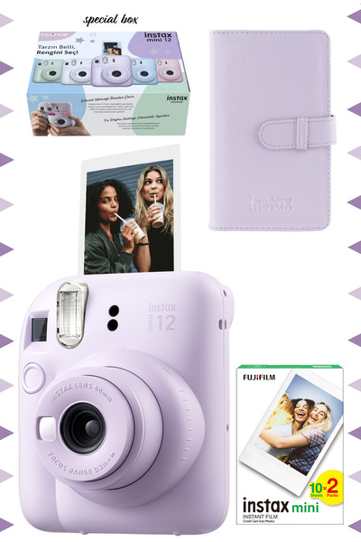 Fujifilm Instax Mini 12 Lila Fotoğraf Makinesi-20'li Film Ve Laporta Albüm Seti