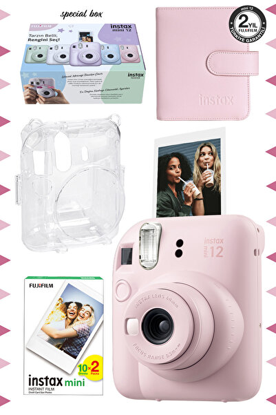 Fujifilm Instax Mini 12 Pembe Fotoğraf Makinesi-20'li Film-kare Albüm Ve Şeff...