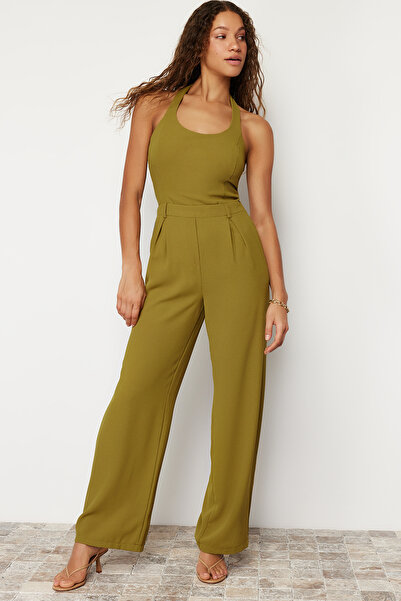 Trendyol Collection Green Maxi Crepe Maxi Woven Jumpsuit TWOSS24TU00014