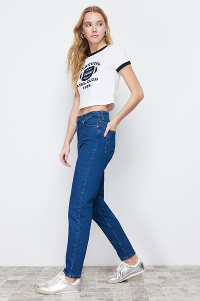 Trendyol Collection Μπλε ψηλόμεσο Slim Mom Jeans TWOSS24JE00137