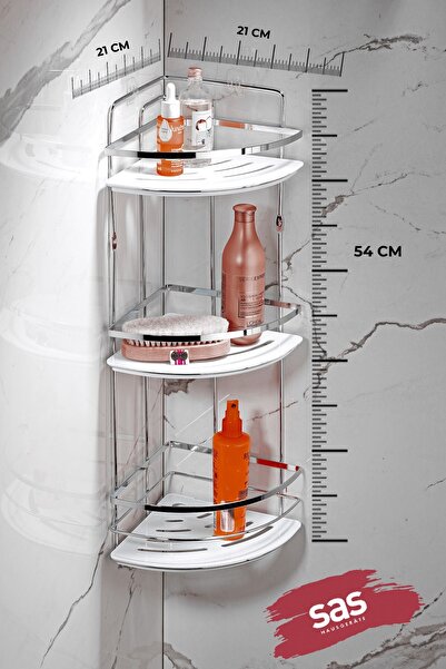 Sas Haus Ανοξείδωτα κρύσταλλα και θήκη για σαμπουάν Organizer μπάνιου - κρεμαστή γωνιακή βάση Chrome LK-03 KB