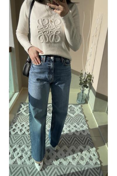 Zilolafashionhouse Geniş paça maxi boy kot pantolon