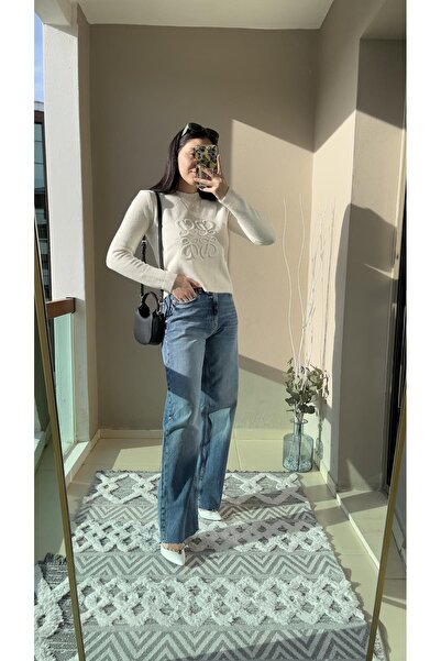 Zilolafashionhouse Geniş paça maxi boy kot pantolon