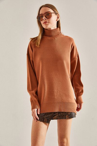 Bianco Lucci Women's Turtleneck Oversize Knitwear Sweater