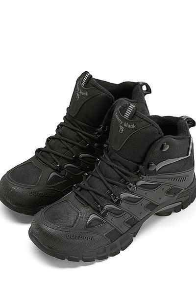 Tonny Black Unisex Μαύρη καπνιστή άνετη εφαρμογή, υδατοαπωθητικά χαρακτηριστικά, μπότες unisex με κορδόνια