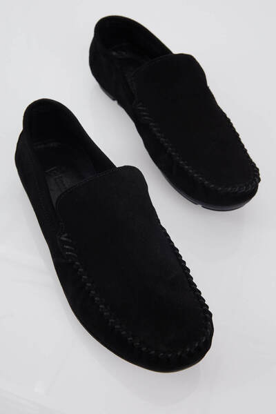 Tonny Black Мъжки черни мокасини от естествена кожа и велур