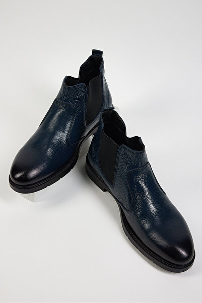 Tonny Black Erkek Lacivert Tonny Black Rahat Kalıp Hakiki Deri Erkek Bot