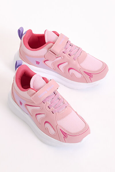 Tonny Black حذاء رياضي كاندي فوشيا من القماش قابل للتنفس منقوش بفيلكرو للأطفا...