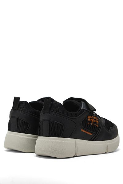 Tonny Black Pantofi pentru copii, unisex, negru portocaliu, cu velcro confortabil