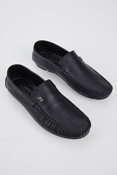 Tonny Black Men's Black Comfortable Fit Genuine Leather Loafer