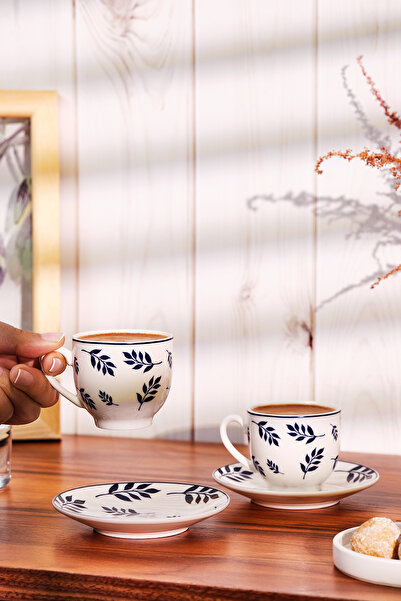 Emsan Adore New Bone 2-Person Coffee Cup Set 90 ml Dark Blue