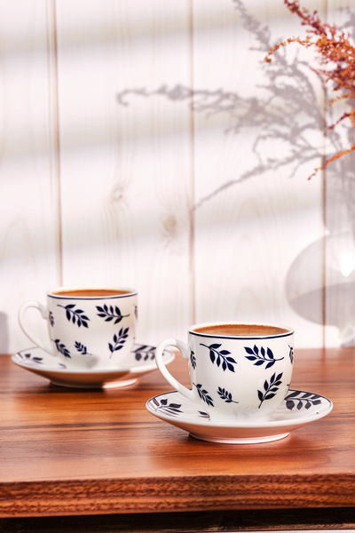 Emsan Adore New Bone 2-Person Coffee Cup Set 90 ml Dark Blue