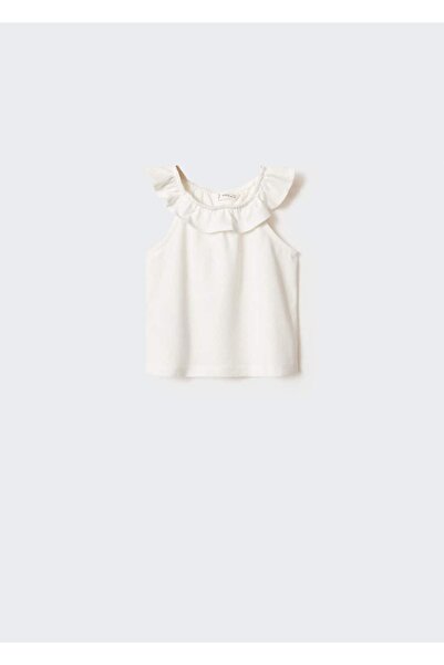 MANGO Baby Βαμβακερό μπλουζάκι με βολάν