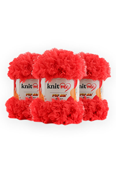 knitme POP ART 100 gr 3 Pack Fur Look Hand Knitted Yarn Taka Yarn (964)