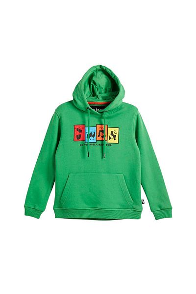 Bad Bear سترة أطفال مطبوعة بغطاء للرأس باللون الأخضر والأخضر من Fun Crewneck Kids