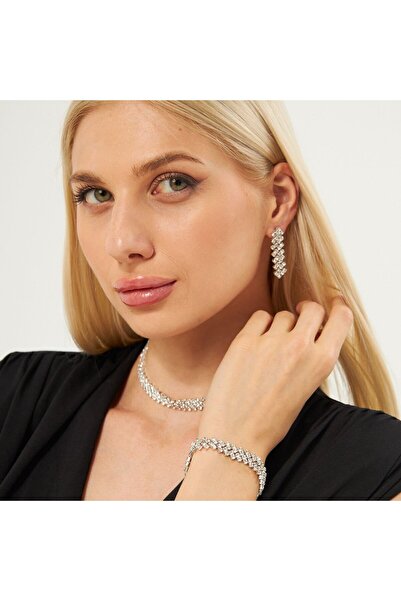 Flaner Paris Aksesuar Cross string necklace earrings bracelet set