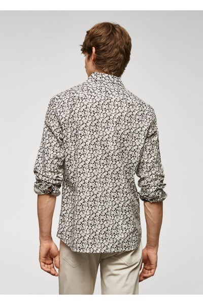 MANGO Man %100 pamuklu çiçek desenli tişört