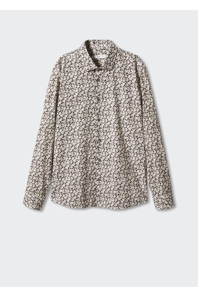 MANGO Man %100 pamuklu çiçek desenli tişört