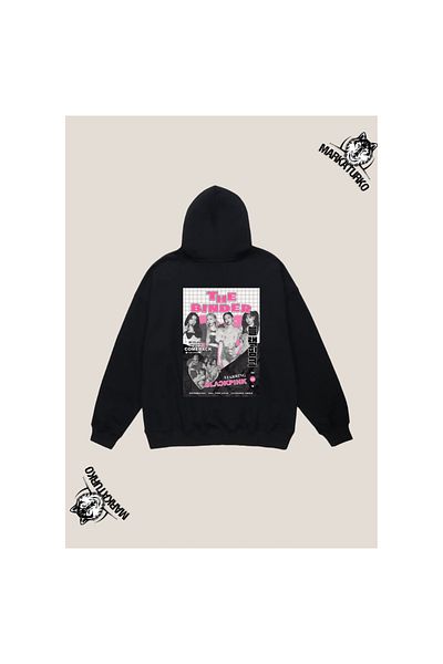 MarkaTurko BLACK PINK custom design back printed Black Hooded unisex Sweatshirt 105-6