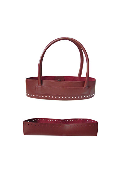 Lady Moss مجموعة حقيبة محبوكة باللون العنابي من الأسفل إلى الأعلى