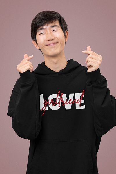 Fuddy Hanorac cu glugă pentru cupluri cu Love Written, Hanorac oversize Love Printed unisex