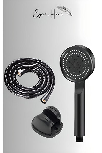 Genel Markalar 5 Fonksiyonlu Royal Duş Başlığı Duş Askısı 1,5 Mt Siyah Duş Ho...