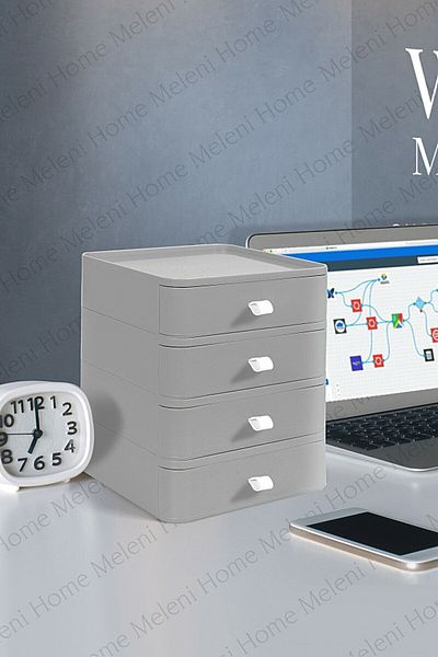 AHİR TİCARET Desktop Organizer Drawer - Makeup Jewelry Accessory Organizer Storage Box (Quadruple)