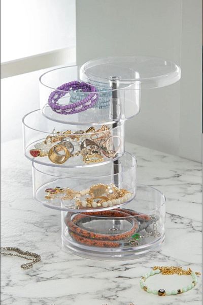 AHİR TİCARET 4 Tiers Cylinder Jewelry And Makeup Organizer