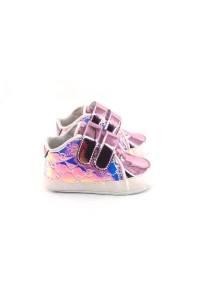 Babytor Pink S Printed Shiny Mirrored Baby Shoes