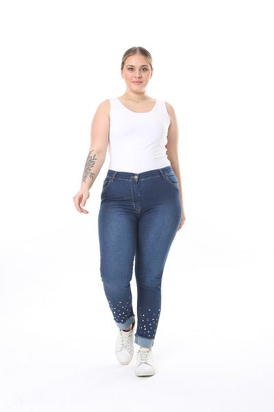 EYLÜLXXL Pantaloni de damă cu talie înaltă cu imprimeu ondulat