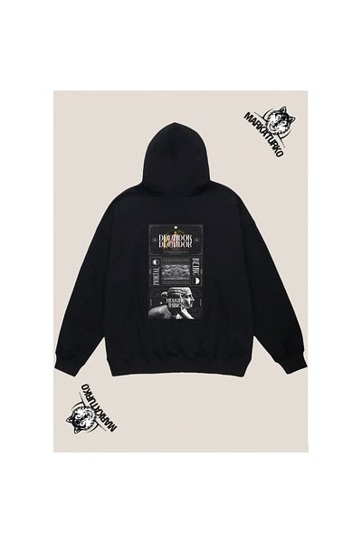 MarkaTurko DECONDOR custom design back printed Black Hooded unisex Sweatshirt 1505-18