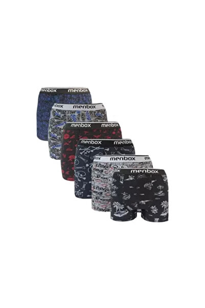 MarkaTurko MENBOX MEN'S LYCRA COLORED PATTERNED BOXER 6 PACK
