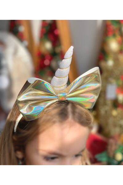 QUEEN AKSESUAR Coroană metalică cu hologramă strălucitoare, cu coarne arginti...