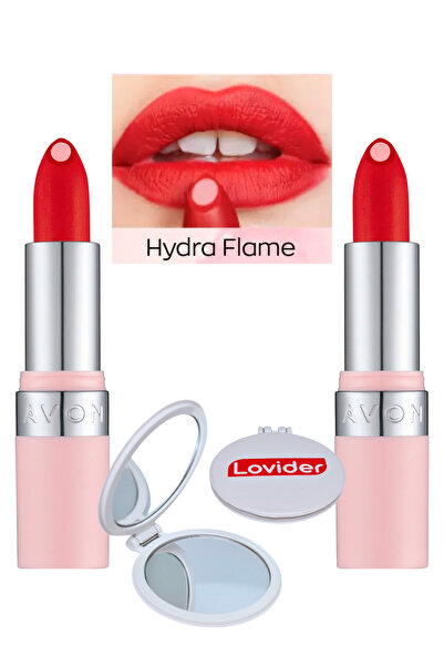 AVON Hydramatic Mat Ruj Flame 2'li + Lovider Cep Aynası Hediye