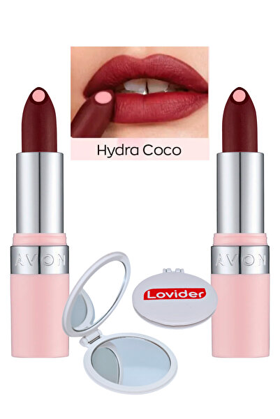 AVON Hydramatic Mat Ruj Coco 2'li + Lovider Cep Aynası Hediye