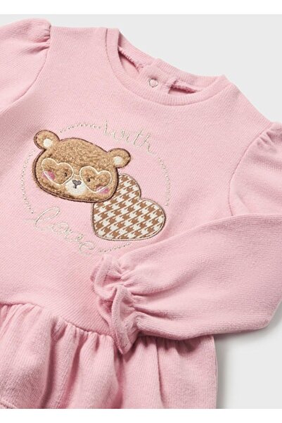 MAYORAL Baby Girl Houndstooth Tights with Teddy Bear Figure Double Set Powder L24K2771