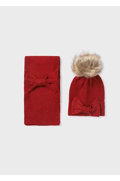 MAYORAL Girl's Fur Pompom and Stoned Scarf Beanie Set 10342
