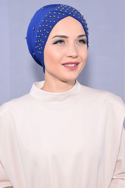Melodi Scarf Women's Hijab with Pearls and Stones Pool Outer Bone Saks