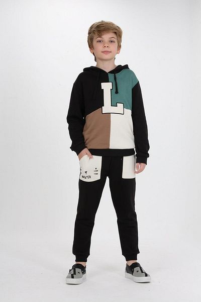 LupiaKids Lupi Bestie بدلة للأولاد بغطاء للرأس باللون الأسود LP-23WIN-048