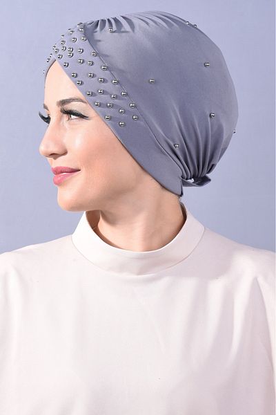 Melodi Scarf Γυναικείο Hijab Pearl Stone Pool Outer Bone Σκούρο Γκρι