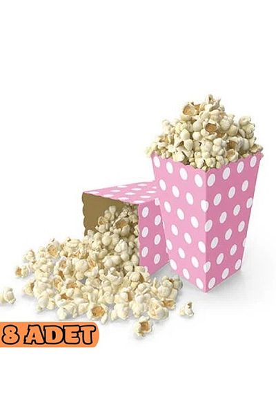 Bkmc Corn Box Pink Polka Dot 8 Pieces