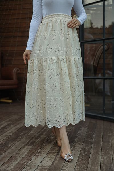 PİNK FLY Γυναικεία φούστα με κέντημα δαντέλα Pearl 1395