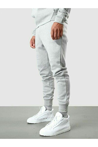 FİTGO Men's Gray Fit Cut Sweatpants