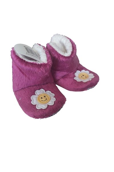 AY ONLİNE Girl Purple Sun Emoji Embroidered Slippers Home Boots First Step