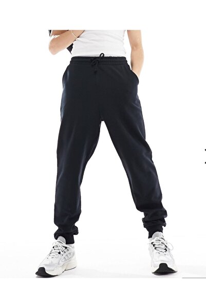 THE WHITE Μαύρο παντελόνι φόρμας με ριμπ ντεκολτέ