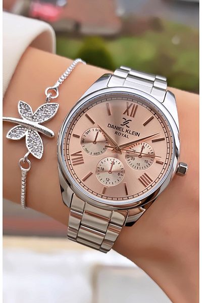 Daniel Klein Silver Colored Women's Wristwatch and Bracelet Gift