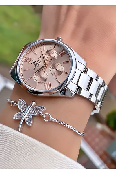 Daniel Klein Silver Colored Women's Wristwatch and Bracelet Gift