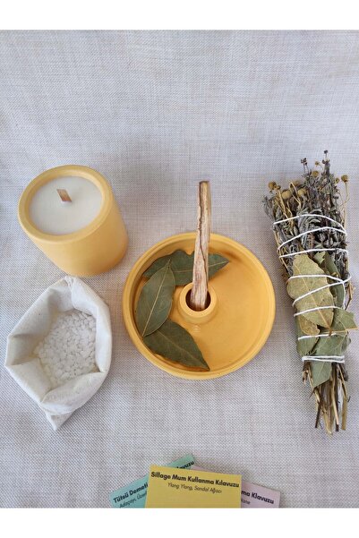 Solman Arınma Ritüel Set Sandal Ylang Ylang Kokulu Soya Mum Palo Santo Adaçay...